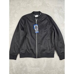 Infinity Linearflex Faux Suede Bomber Jacket Mens Large Black Full Zip Lined